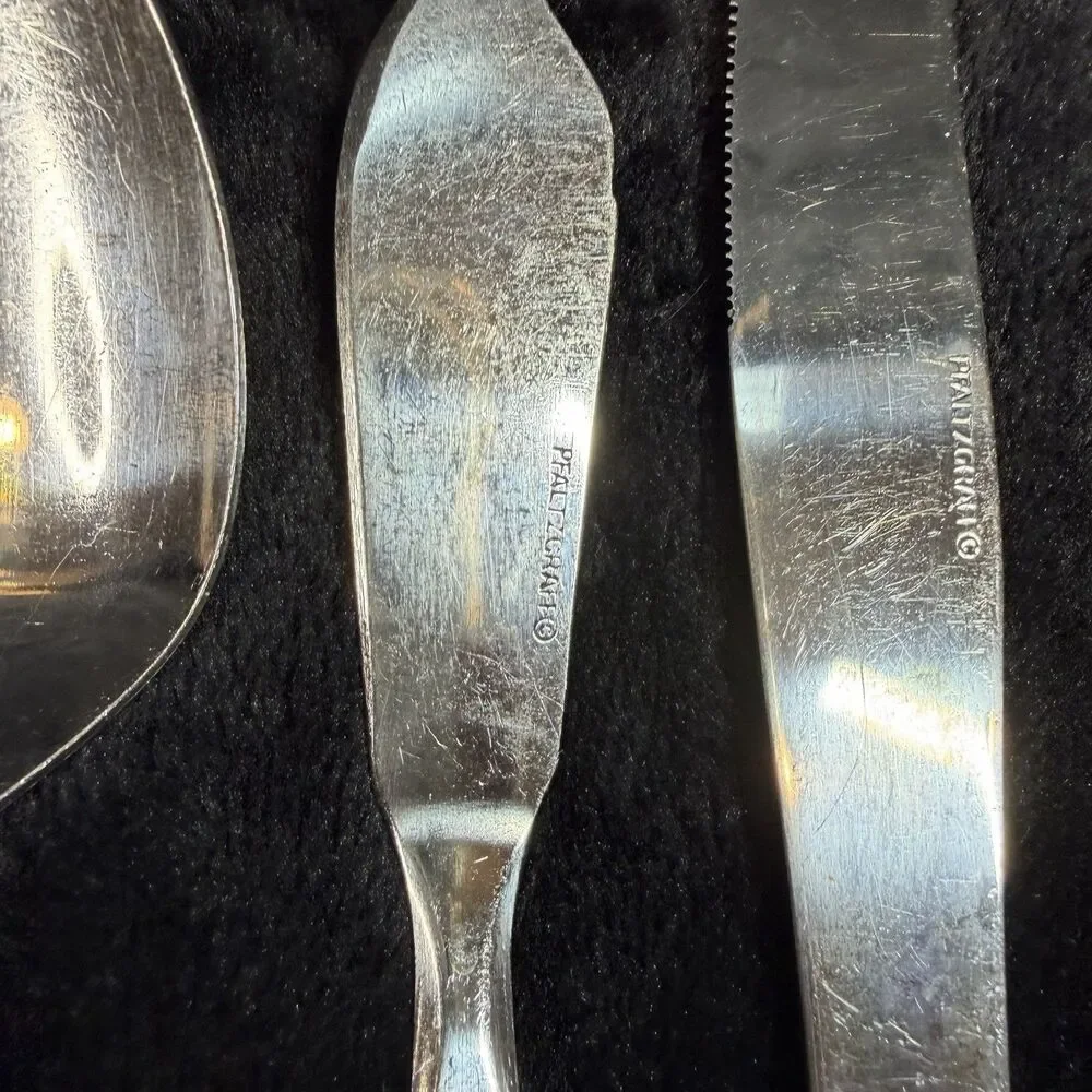 Pfaltzgraff Tea Rose Flatware 8 Piece Stainless Serving Pieces Country Vintage